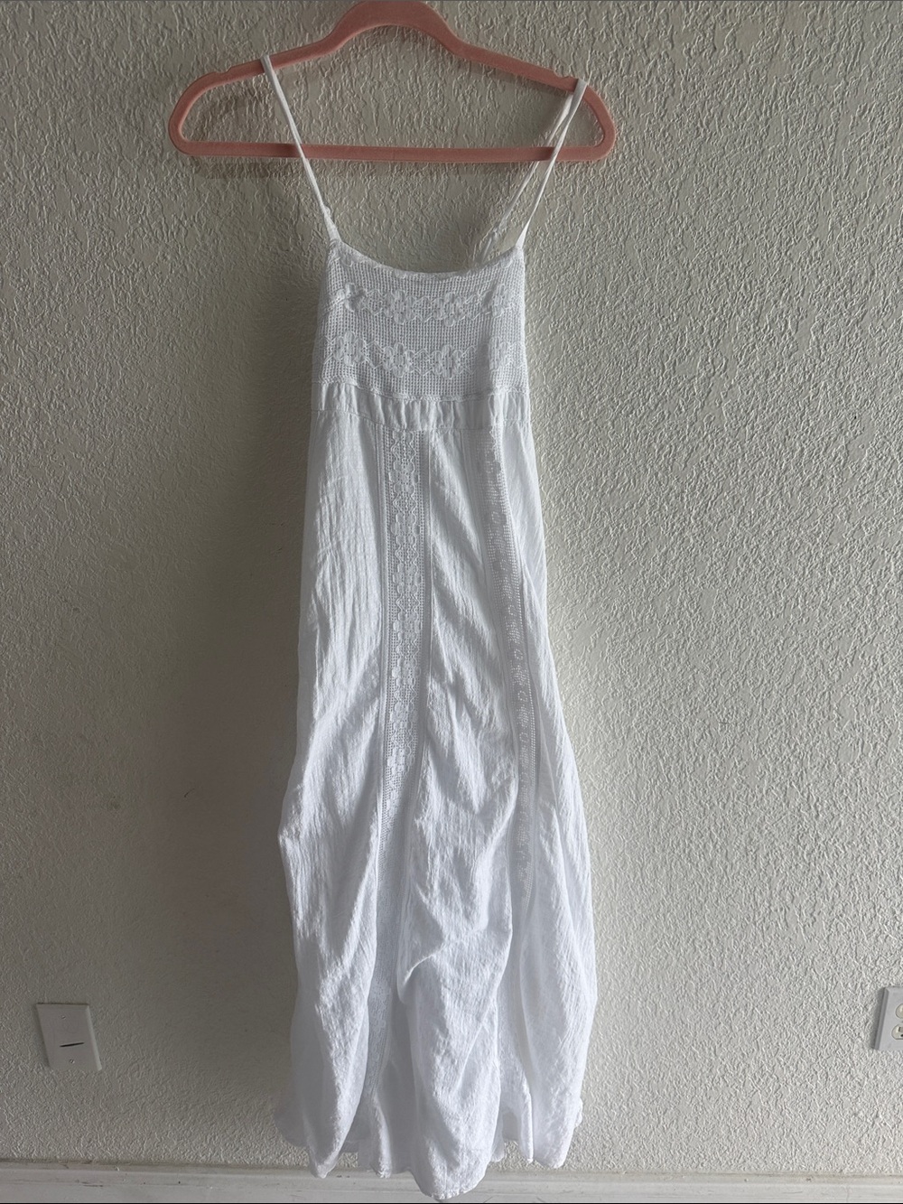 White Maxi Sundress with Lace Insets